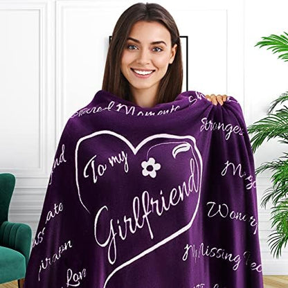  Gifts For Girlfriend, To My Girlfriend Blanket, Romantic Gifts For Her, Girlfriend Gifts, Gifts For Girlfriend, Love Gifts For Her, Gift For Girlfriend, I Love You Throw Blanket 65" × 50" (Purple)