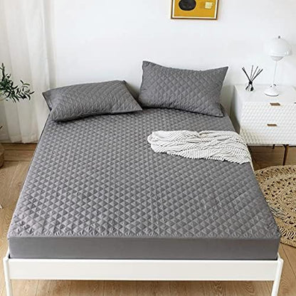  Jejeloiu Purple Quilted Mattress Pad, 100% Waterproof Breathable Twin Bedding Fitted Sheet Mattress Protector 14" Deep Pocket Cotton Snow Down Alternative Filling Mattress Cover (Twin,Purple)