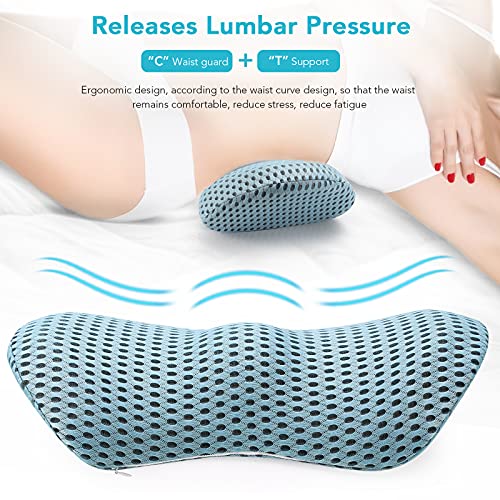  Sotvacmit Lumbar Pillow For Sleeping, Lumbar Support Pillow For Memory Foam Lumbar Pillow For Low Back Pain Relief, Back Pillow Suitable For Office Chairs, Lounge Chairs And Car Seats (Blue)
