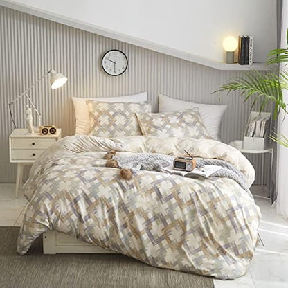  OyoLady Duvet Cover Set Queen Size, 3 Pieces Lightweight Soft Microfiber Bedding Comforter Cover For All Seasons (Queen, 90x90 Inches, Leaf)