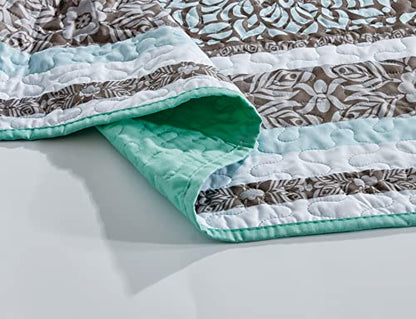  Chezmoi Collection Bodhi 3-Piece Floral Medallion Printed Bedspread Set - Colorful Boho Microfiber Quilt Set, Queen (100" X 95")