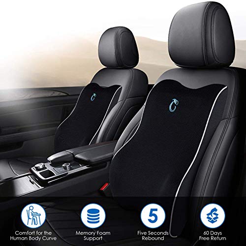  Lumbar Support Pillow For Office Chair, Memory Foam Back Cushion With Updated 3D Mesh Cover, Car Seat Back Pillows For Back Pain Relief, Ideal Back Pillow For Computer/Desk Chair, Car Seat, Etc.