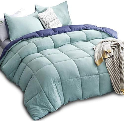  KASENTEX All Season Down Alternative Quilted Comforter Set - Reversible Duvet Insert - Machine Washable (Rose/Beige Cream, Queen Set)