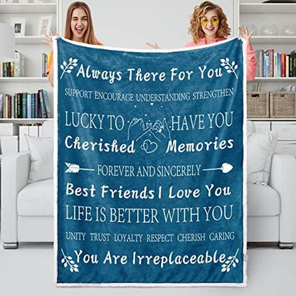  Best Friend Birthday Gifts For Women Unique Female Friendship Gifts For Bestie Fleece Throw Blanket 50"x60" (Seablue)
