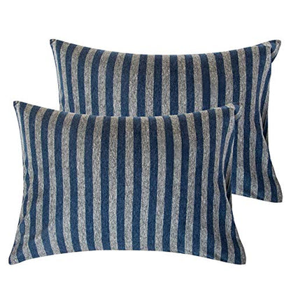  NTBAY 2 Pack 100% Organic Jersey Cotton Toddler Pillowcases, Super Soft And Breathable Yarn-Dyed 13x18 Nursery Pillow Cases With Envelope Closure, 13"x18", Camel And Beige Stripe