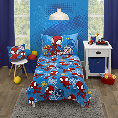 Disney Marvel Spidey And His Amazing Friends Blue, Red And White Spidey Team Super Soft Toddler Blanket