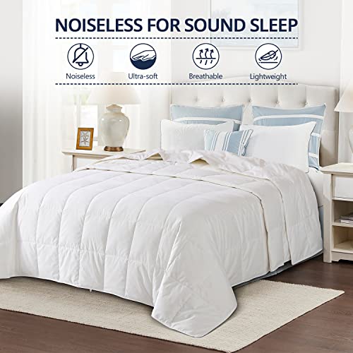  Down Blanket, Extra Lightweight Summer Comforter/Duvet Insert, Noiseless & Extra Soft, 400 Thread Count,King Size 106x90 Inches,12 Ounce Fill Weight, White……