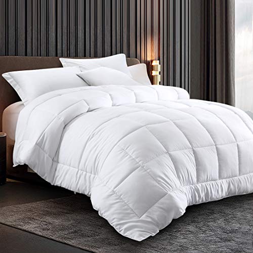  Comforter Queen Size White All Season Reversible Down Alternative Duvet Insert With Corner Tabs - Quality Winter Warm Soft Comforter (White,Queen,88"x88")
