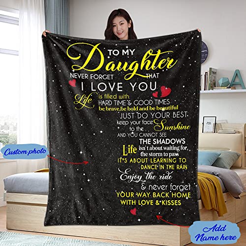  To My Daughter Throw Blanket Custom Name Photo Date Gifts For Daughter On Mothers Day Birthday Present Size 50x60inch