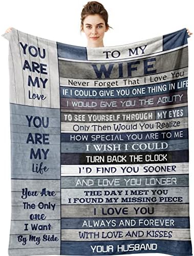  Wife Gifts From Husband Blanket - Gifts For Her Wife 60" X 50" Blankets - I Love You Romantic Gifts For Women - Cool Birthday Gifts For Wife - Valentines Anniversary Wedding Gift Ideas