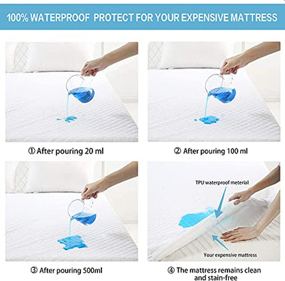  Queen Mattress Protector Waterproof - Soft Breathable & Noiseless Quilted Fitted Mattress Pad - Waterproof Mattress Cover With Deep Pocket Up To 14" Depth, Grey