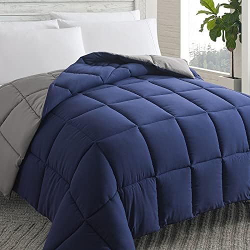  Cosybay Down Alternative Comforter (Black, Full) - All Season Soft Quilted Full Size Bed Comforter - Reversible Lightweight Duvet Insert With Corner Tabs - Winter Summer Warm Fluffy, 82x86 Inches