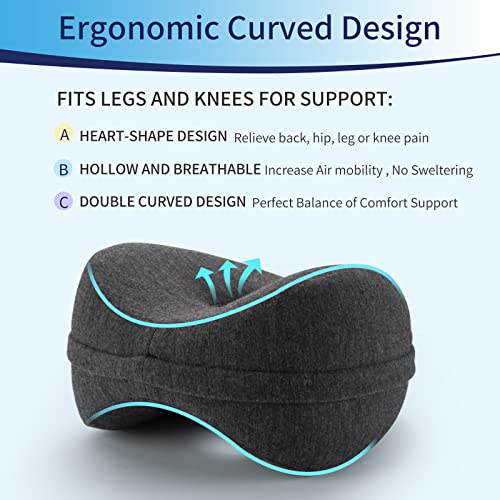  Knee Pillow For Side Sleepers Standard Orthopedic Wedge Leg Pillow For Sleeping And Hip Lower Back Pain Contour Memory Foam Cushion For Pregnancy Washable Cover