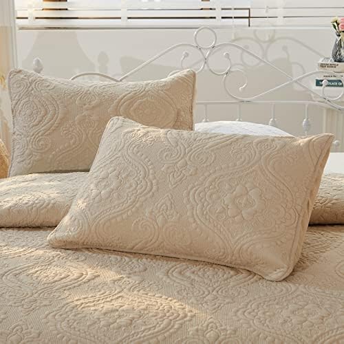  Brandream White Damask Quilted Pillow Shams Cotton Standard Size Pillow Cases Set Of 2 Comfy Soft Decorative Pillow Covers