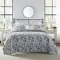  Laura Ashley Quilts Cotton Reversible Bedding With Matching Shams, Home Decor For All Seasons, Queen, Amberley Black/White