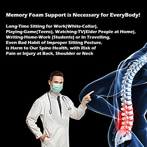  Sleep Science Patented Premium Ergonomic Back Pain Relief Memory Foam Lumbar Pillow Back Cushion For Office Chairs Recliners Sofas Extra Wide Extra Large Navy Blue 18 * 18 * 5in