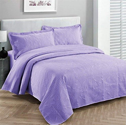  Beautiful Over Sized Solid Color Embossed Floral Striped 3 Piece Coverlet Bedspread (Queen/Full, Black)