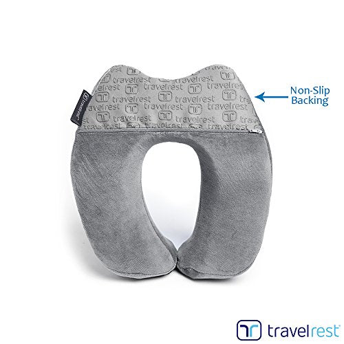  TRAVELREST Nest Patented Memory Foam Travel Pillow/Neck Pillow - Washable - Voted Best Travel Pillow For 2018-2023 By NYTimes Wirecutter - Packs To 1/4 Of Its Size (2 Year Warranty) (Grey)