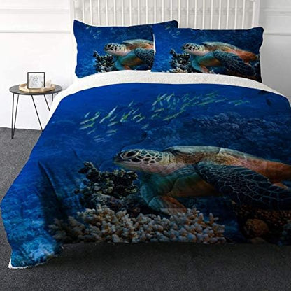  ARIGHTEX Ultra-Soft Micromink Sherpa Comforter Bed Set - 3D Lightweight, Fuzzy Duvet Blankets - Colorful, Polyester Filler Bedspreads With 2 Pillow Shams (Nautical Octopus, Queen)