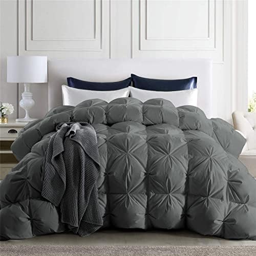  Puredown® Goose Down Comforter King Size, 800 Fill Power, 100% Cotton Winter Oversized Down Duvet Insert 700 Thread Count, Heavyweight Cloud Fluffy Pinch Pleat Extra Warmth