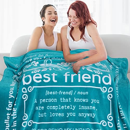  Unny Best Friend Birthday Gifts For Women, Best Friend Blanket, Unique Friendship Fun Gag Quotes For Bestie, BFF, Long Distance 60x50 Inches (Grey, Fleece)