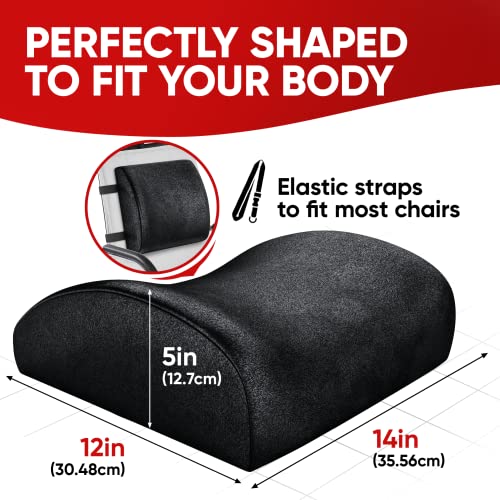 FORTEM Chair Cushion/Seat Cushion For Office, Lumbar Support For Chair, Car, Back Support Memory Foam Pillow Washable Cover (Black, Velour)
