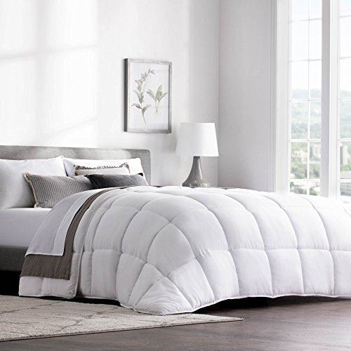  Hypoallergenic Quilted Down Alternative Hotel-Style Use Insert Or Stand-Alone Comforter-for All Seasons-Corner Duvet Tabs, Oversized King, Classic White