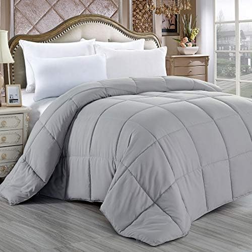 GUHER Comforter Duvet Insert(Cal-King, Grey)- Box Stitched Quilted Comforter-All Season Down Alternative Comforter With Corner Tabs