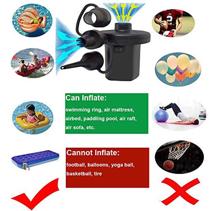  Electric Air Pump, Air Mattress Portable Pump For Inflatables Couch, Pool Floats, Blow Up Pool Raft Bed Boat Toy, Snow Tube, AC Inflator/Deflator With 3 Nozzles, 130W