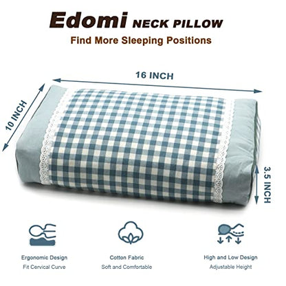  Edomi Pillow For Side Sleepers Bed Firm Pillow With Washable Removable Cover Cooling Pillow For Neck And Shoulder Pain Relief Square Pillow For Sleeping (17x10 Inch, Blue)