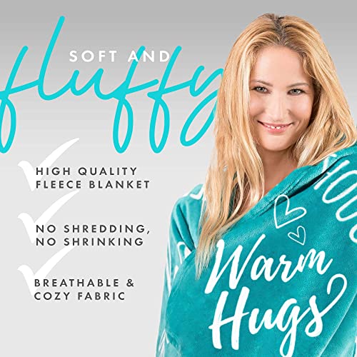  Get Well Gift For Women & Men - Super Soft Hug Blanket With Inspirational Words - Healing Blanket Care Package Comforting Gift For Cancer Patients & Others During Hard Times - 50"x60", Teal