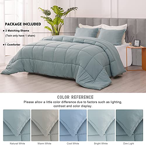  RECYCO King Comforter Set, Lightweight Ultra Soft Down Alternative Quilted Comforter, Duvet Insert Bedding Set With Pillow Sham For All Season, Sage Green