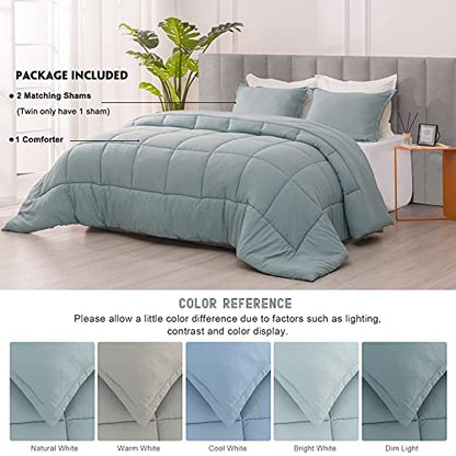  RECYCO King Comforter Set, Lightweight Ultra Soft Down Alternative Quilted Comforter, Duvet Insert Bedding Set With Pillow Sham For All Season, Sage Green