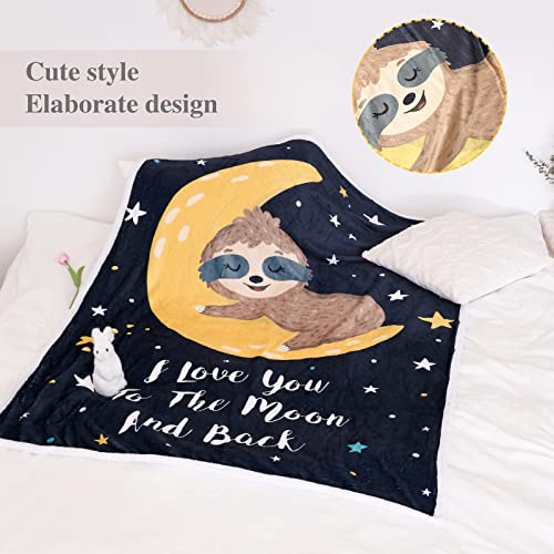  Blytheyes Sloth Moon Blanket Throw Blanket Flannel Blanket Cute Kids Blanket Bed Blanket Super Soft Flannel Sofa Blanket Sloth Blanket For Office, Bedroom, Travel, All Seasons 50 * 60inch