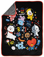  Line Friends BT21 Black & White Doodle Throw Blanket - Measures 46 X 60 Inches, Kids Bedding - Fade Resistant Super Soft Fleece (Official Line Friends Product)