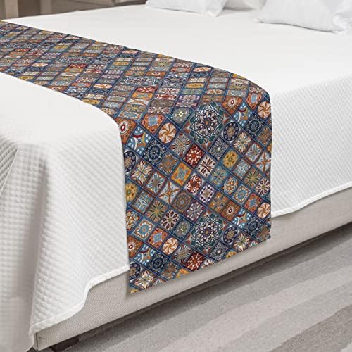  Ambesonne Nautical Bed Runner, Pastel Toned Sea Shell Starfish Mollusk Seahorse Coral Reef Motif Design, Decorative Accent Bedding Scarf For Hotels Homes And Guestrooms, Tan Turquoise White