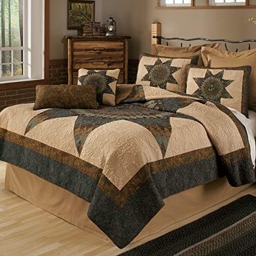 Donna Sharp Pillow Sham - Forest Star Lodge Decorative Pillow Cover With Star Shape Patchwork - Standard