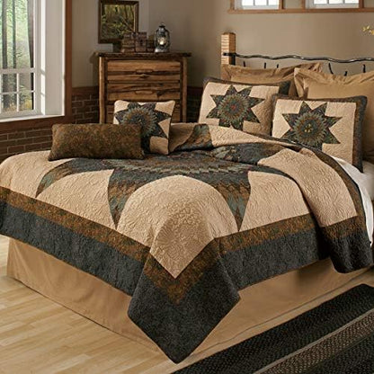  Donna Sharp Pillow Sham - Forest Star Lodge Decorative Pillow Cover With Star Shape Patchwork - Standard