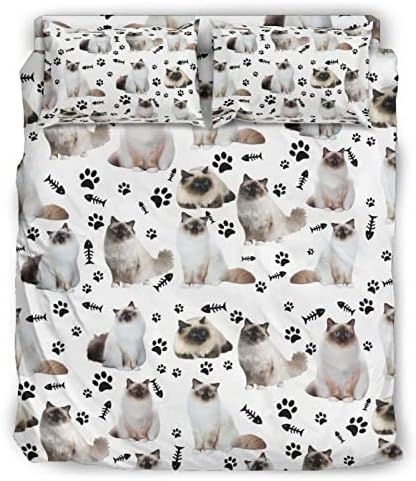  Thicken Four Piece Bed Set Himalayan Cat Microfiber Thicken Bed Sheet Set Four Piece Flat Sheet Wrinkle 4 Piece Bed Linens Comfort And Softness Including 1 Bed Sheet 1 Duvet Cover Multicolor Cal King