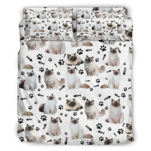  Thicken Four Piece Bed Set Himalayan Cat Microfiber Thicken Bed Sheet Set Four Piece Flat Sheet Wrinkle 4 Piece Bed Linens Comfort And Softness Including 1 Bed Sheet 1 Duvet Cover Multicolor Cal King