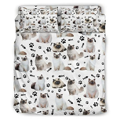  Thicken Four Piece Bed Set Himalayan Cat Microfiber Thicken Bed Sheet Set Four Piece Flat Sheet Wrinkle 4 Piece Bed Linens Comfort And Softness Including 1 Bed Sheet 1 Duvet Cover Multicolor Cal King