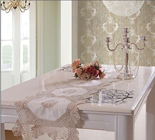  100% Thick Cotton Material With Hand Crochet Lace Easy Fit Bed Skirt Dust Ruffle (Crochetskirt-King/Calking, Beige)