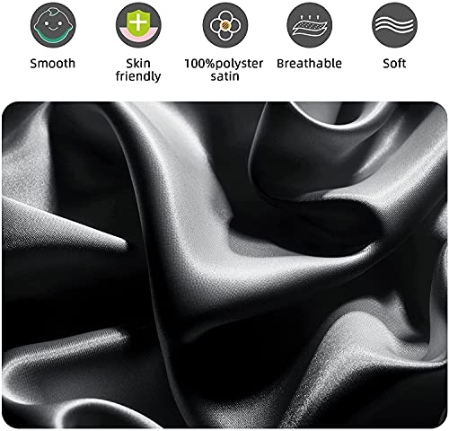  Satin Bed Pillowcase, Both Side Silky Soft Standard Size Satin Pillowcases For Hair And Skin, Bed Pillow Covers With Hidden Zipper, Pillow Protector, Pack Of 1 Piece (Standard, Deep Gray)