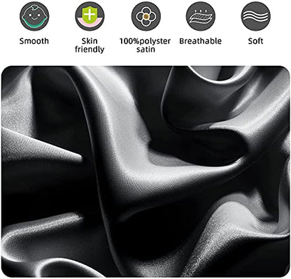  Satin Bed Pillowcase, Both Side Silky Soft Standard Size Satin Pillowcases For Hair And Skin, Bed Pillow Covers With Hidden Zipper, Pillow Protector, Pack Of 1 Piece (Standard, Deep Gray)