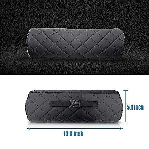  HAOTULE Car Seat Neck Pillow, Memory Rebound Headrest Cushion,Comfortable Leather Can Provide The Best Support, Suitable For Most Vehicles (Black，Pack Of 1)