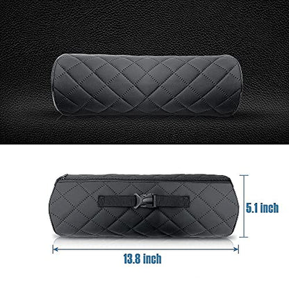  HAOTULE Car Seat Neck Pillow, Memory Rebound Headrest Cushion,Comfortable Leather Can Provide The Best Support, Suitable For Most Vehicles (Black，Pack Of 1)