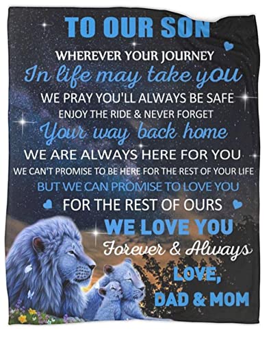  O My Son Blanket From Dad And Mom Lion Ultra Soft Flannel Throw Blankets For Couch Bedroom Sofa Warm Blanket Positive Encourage And Love Birthday Gifts 50x60 Inch