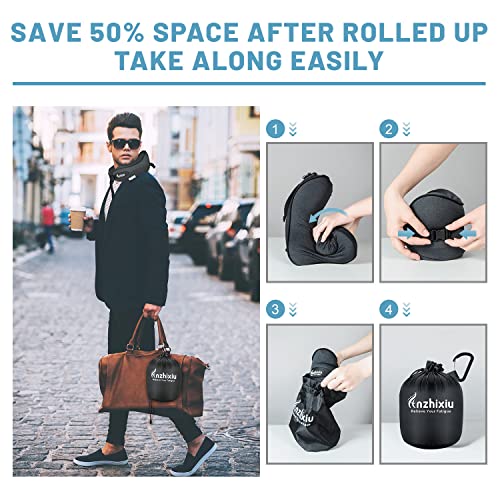  Anzhixiu Travel Pillow Heighten Humps Neck Pillow For 360 Degree Support .Release Your Neck Pain During Travel, Office And Home- Ergonomics Curve Neck Support Pillow, Black Color