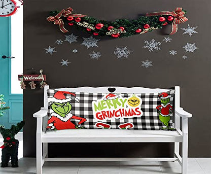  Christmas Buffalo Check Body Pillowcase Merry Xmas Bed Body Pillow Covers Large Soft Backrest Cushion Farmhouse Long Pillow Protector Covers With Zipper Closure For Bedroom 20x54inch