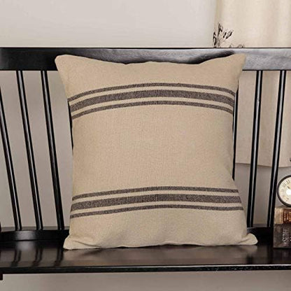 Mill House Stripe Black Queen Coverlet Bedspread, 94" L X 94" W, Oversized Woven Blanket, Farmhouse Primitive Grain Sack Stripe Bedding, Beige & Black